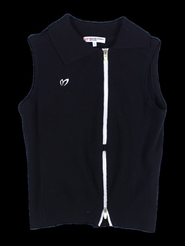 카라 민소매 니트 집업