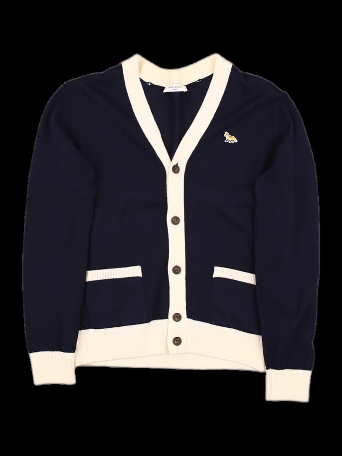 배색 긴팔 가디건