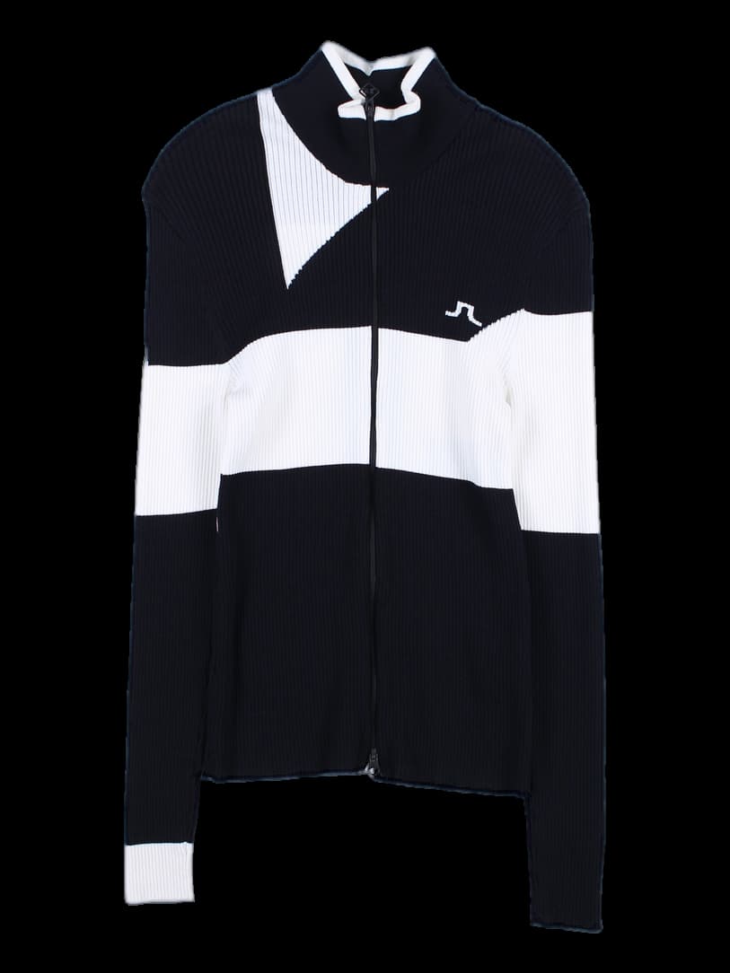 컬러 포인트 긴팔 니트 집업티