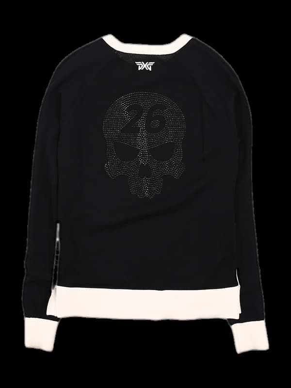 백 해골 스터드 장식 니트