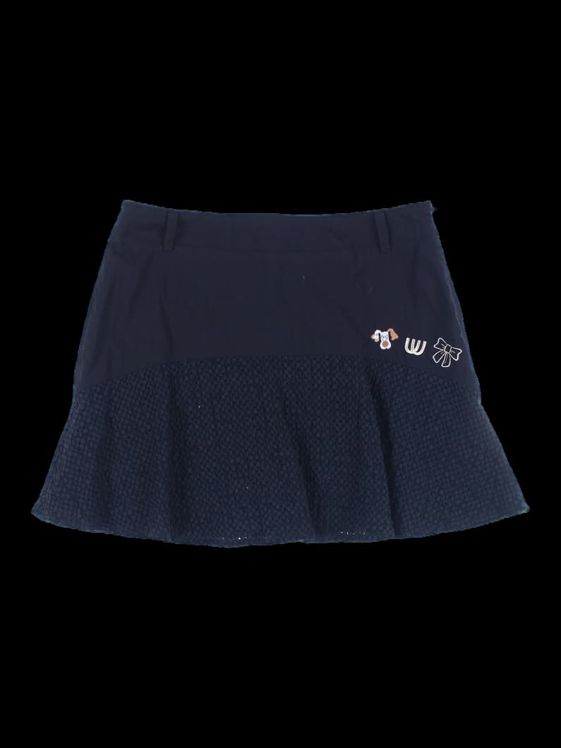 자수 포인트 플레어 스커트