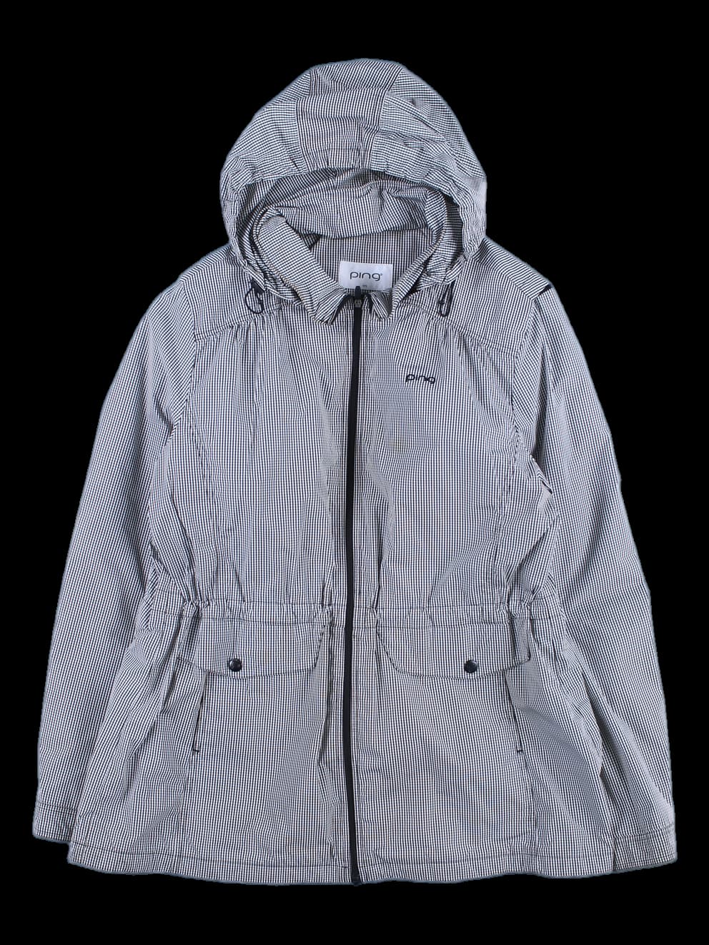 체크 후드 바람막이 점퍼