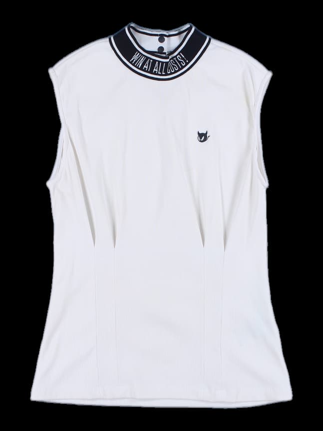 네크라인 포인트 민소매 티셔츠