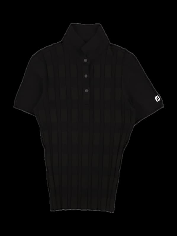 라인 포인트 반팔 카라 니트