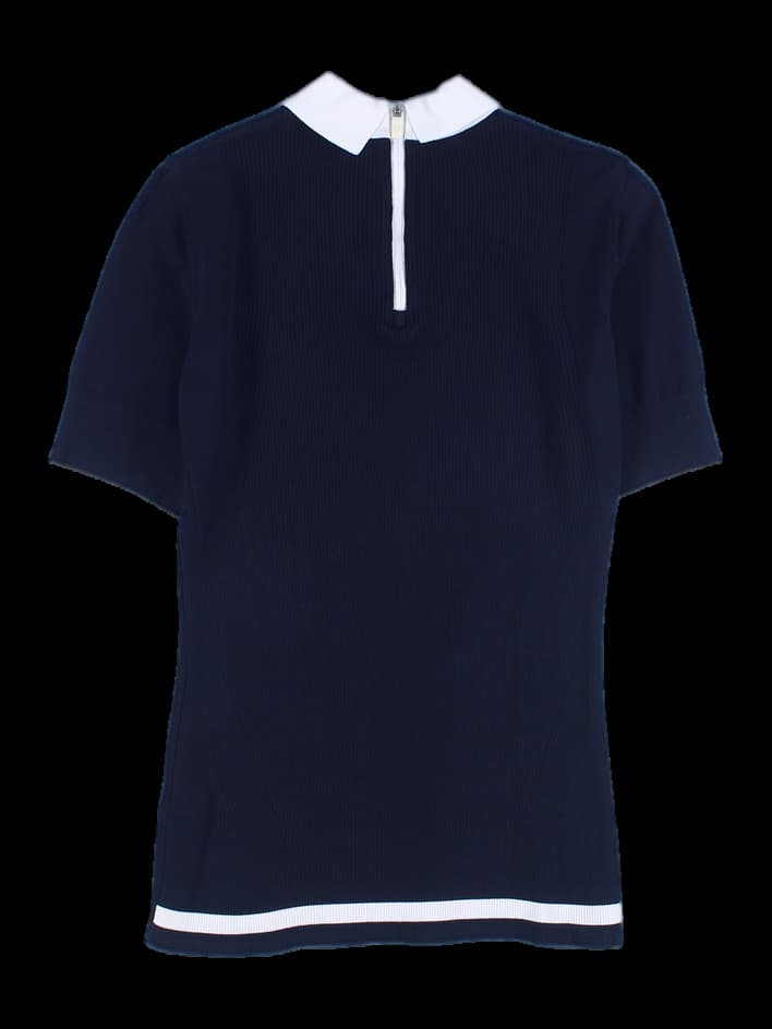 컬러 포인트 반팔 카라 니트