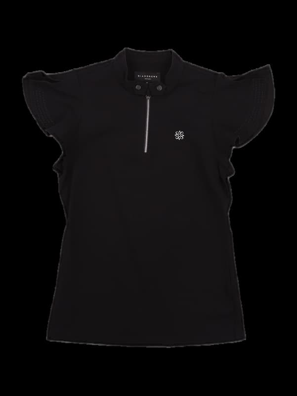 소매 포인트 반팔 반집업 티