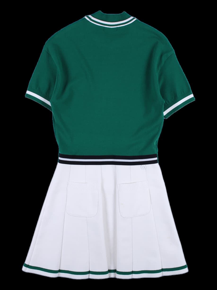 로고 포인트 반팔 니트 원피스