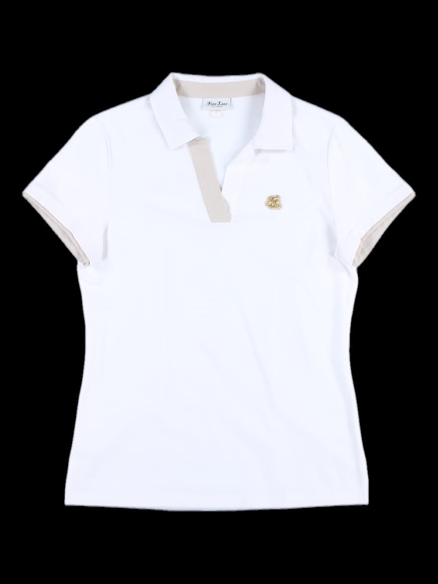 피케 오픈카라 반팔 티셔츠