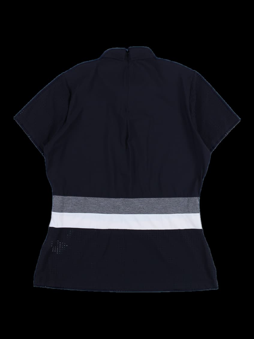 뒷지퍼 배색 카라 티셔츠