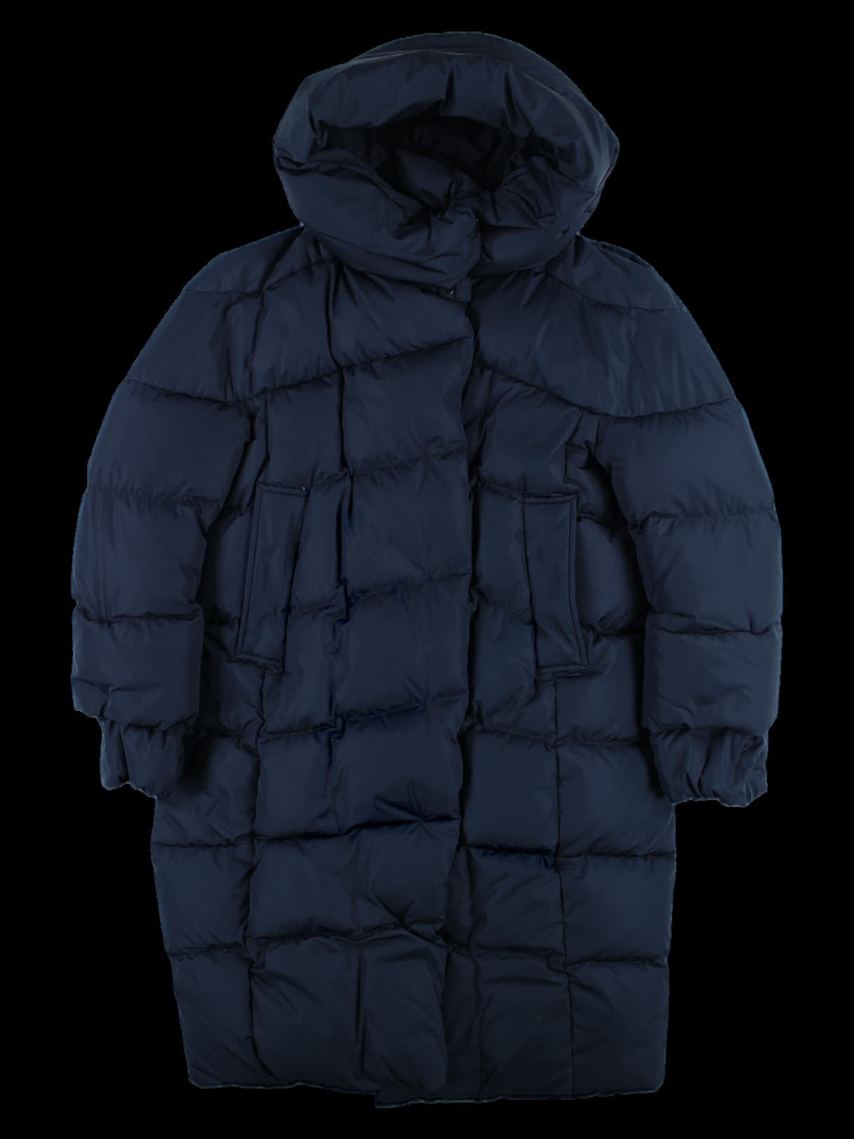 구스 다운 후드 롱 패딩