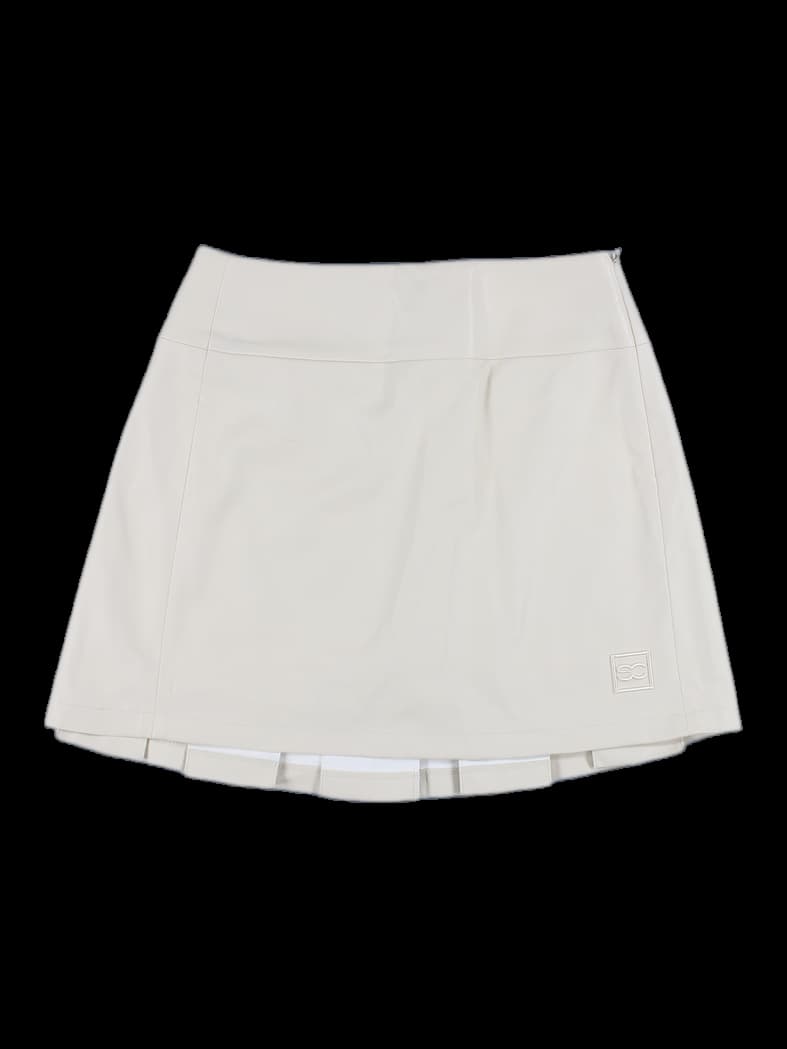 뒷 주름 기모 가죽 스커트