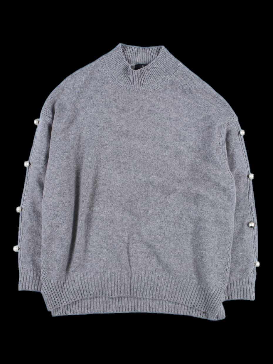 소매 트임 진주 장식 니트