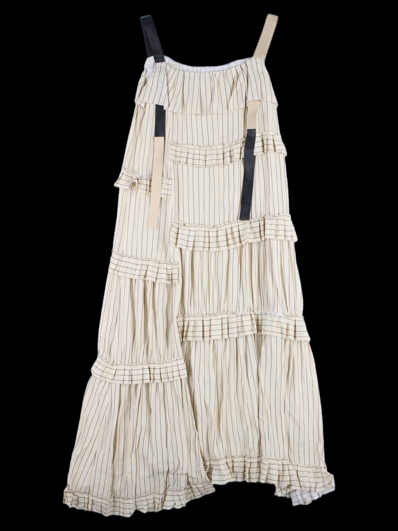 나시 프릴 장식 스트라이프 원피스