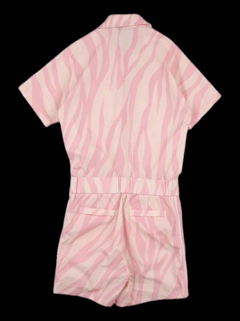 지브라 패턴 카라 점프 슈트