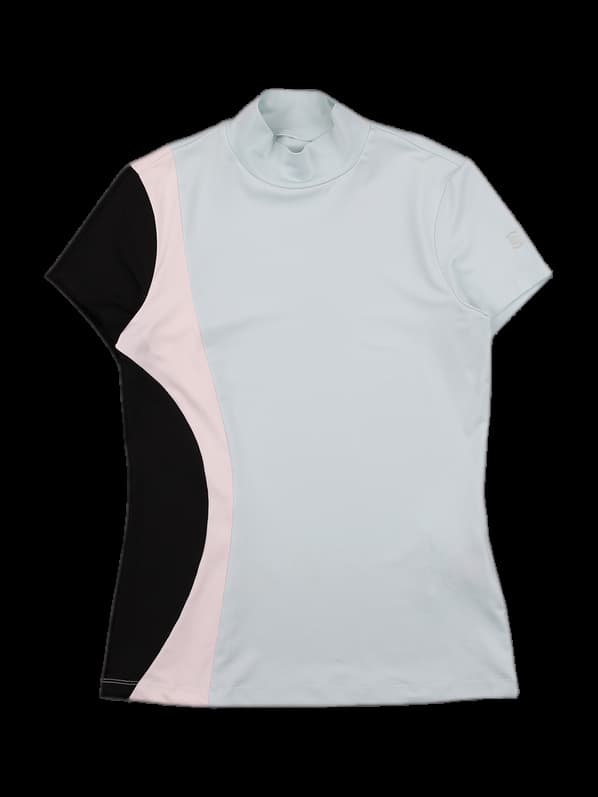 하이넥 배색 티셔츠