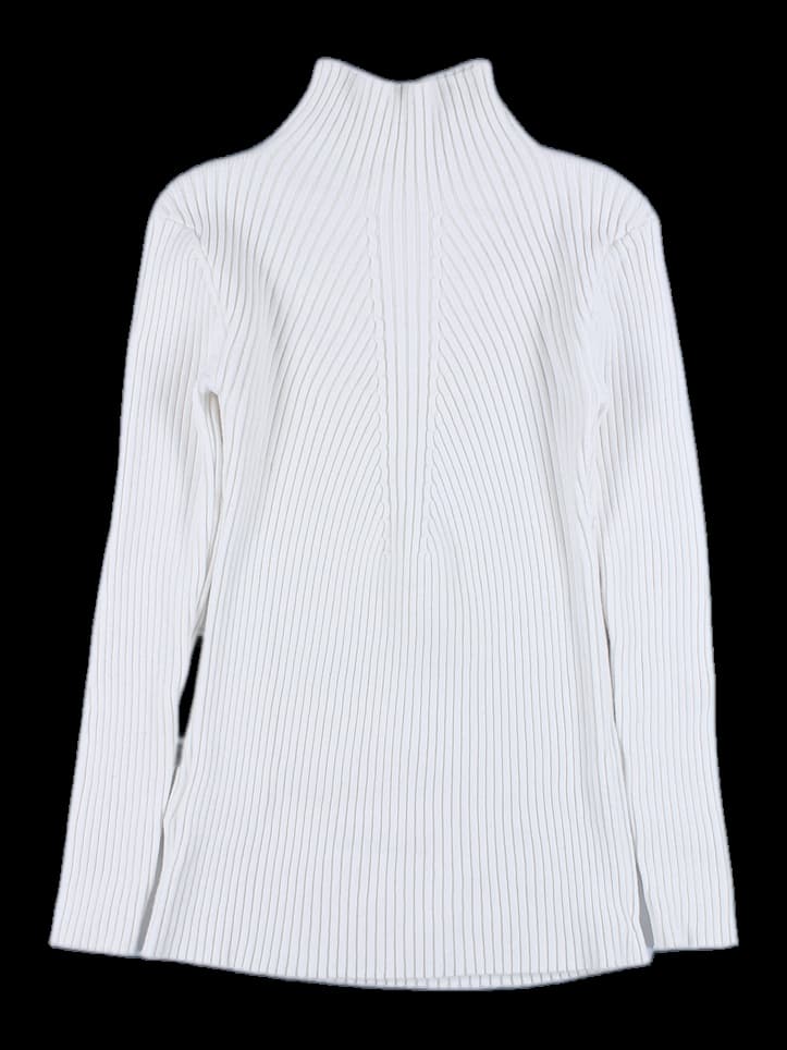 리브드 버튼 니트