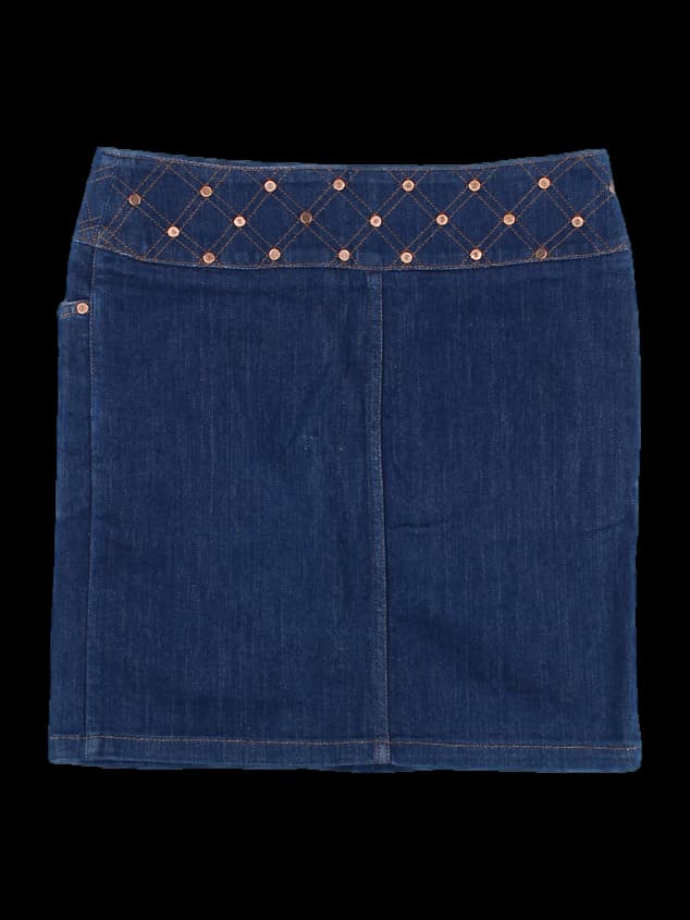 스티치 데님 스커트