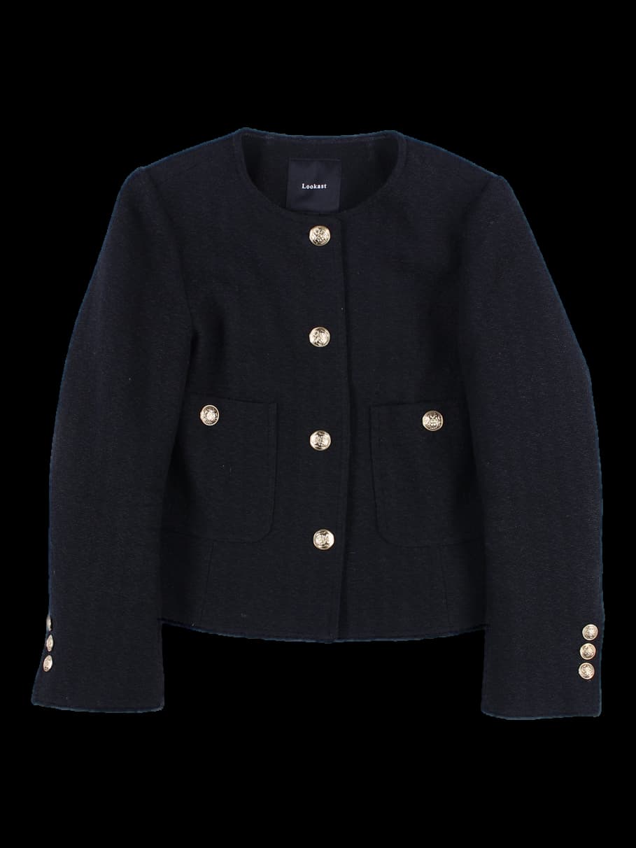 금장버튼 라운드넥 자켓