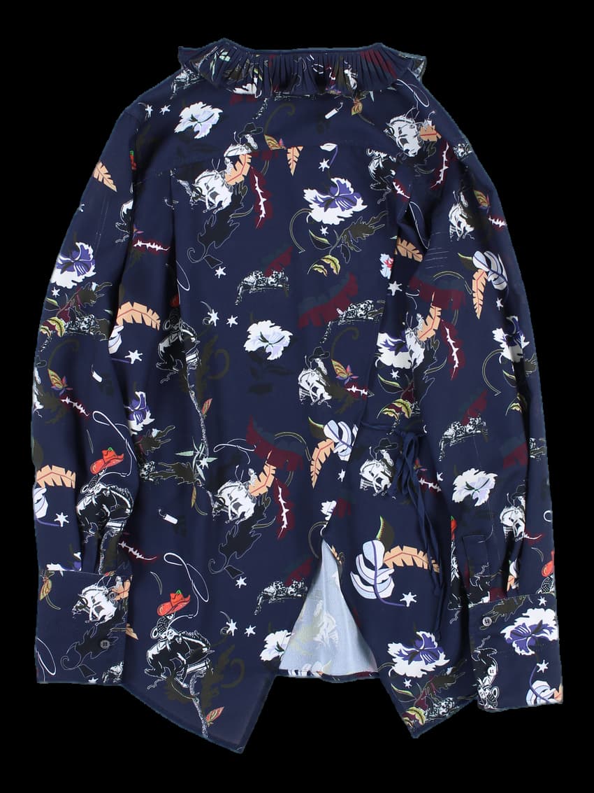 프린트 블라우스