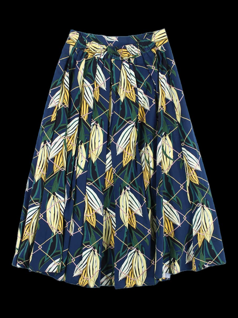 반밴딩 패턴 주름 스커트