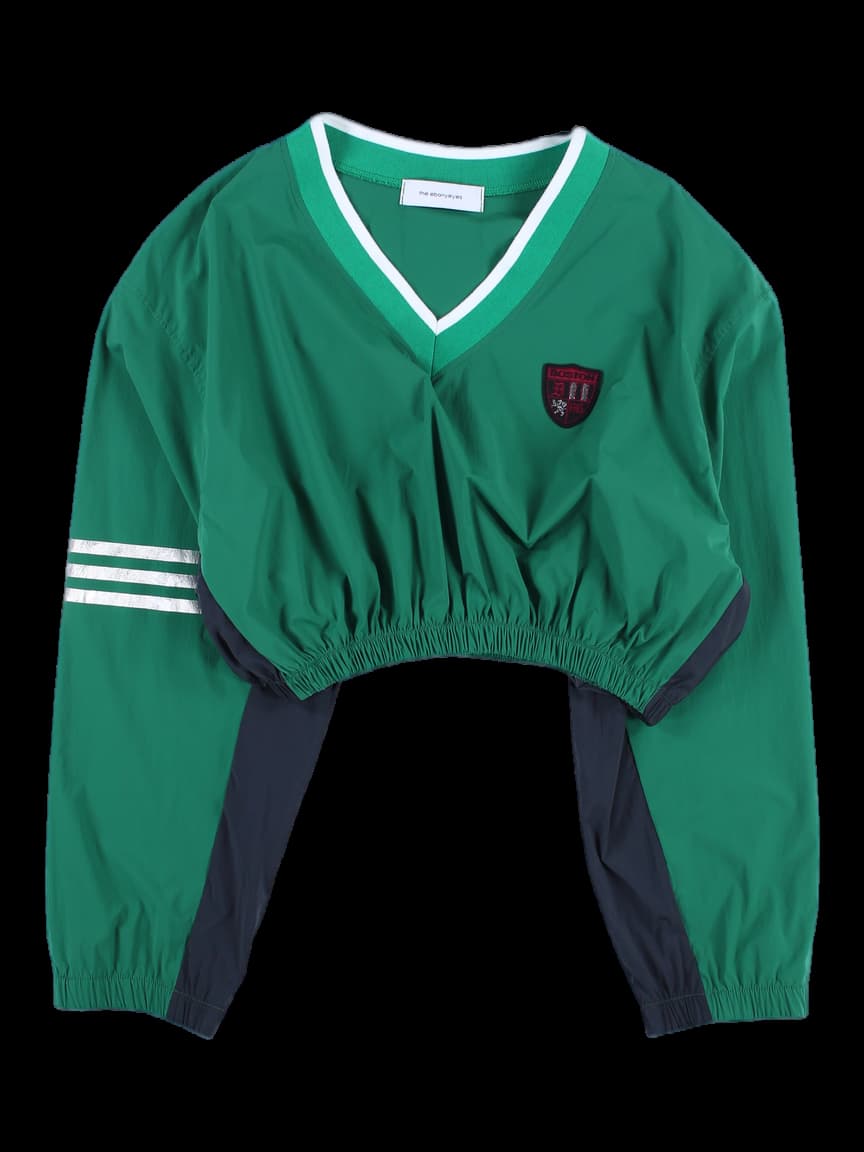 브이넥 긴팔 크롭 티