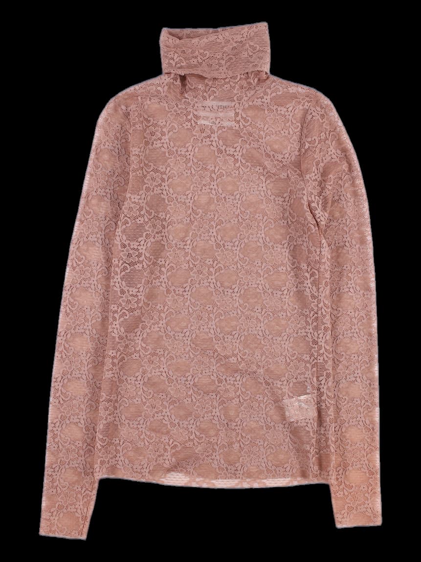 레이스 하이넥 긴팔 티