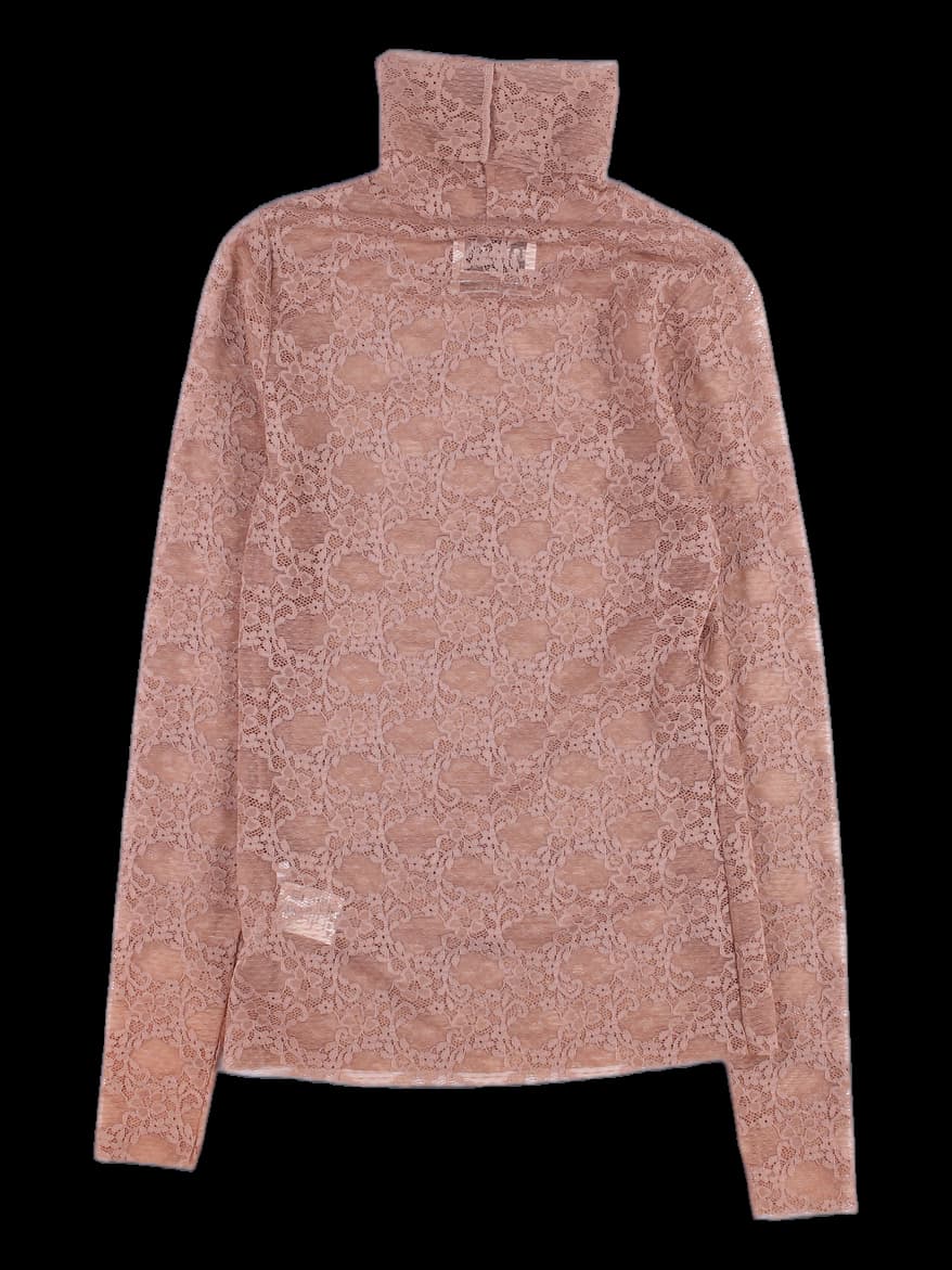 레이스 하이넥 긴팔 티