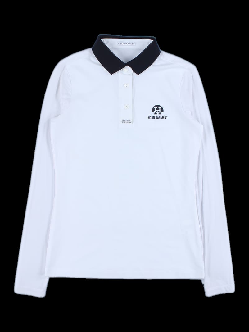 여성 긴팔 카라 티