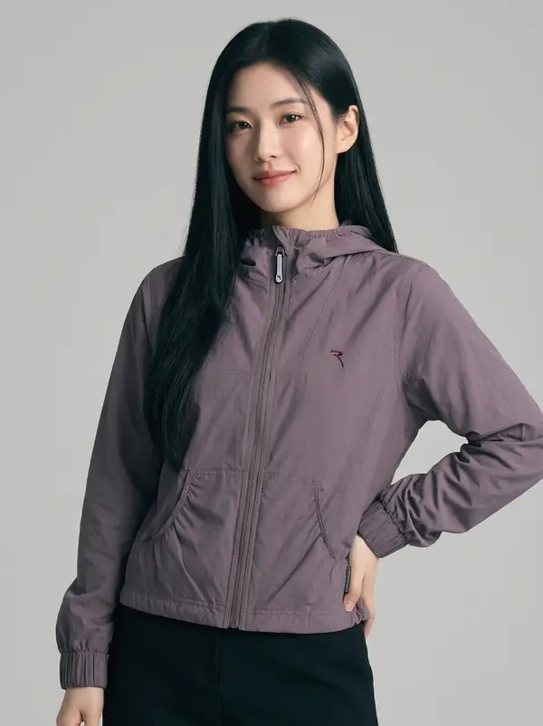 그레이 후드 바람막이 점퍼