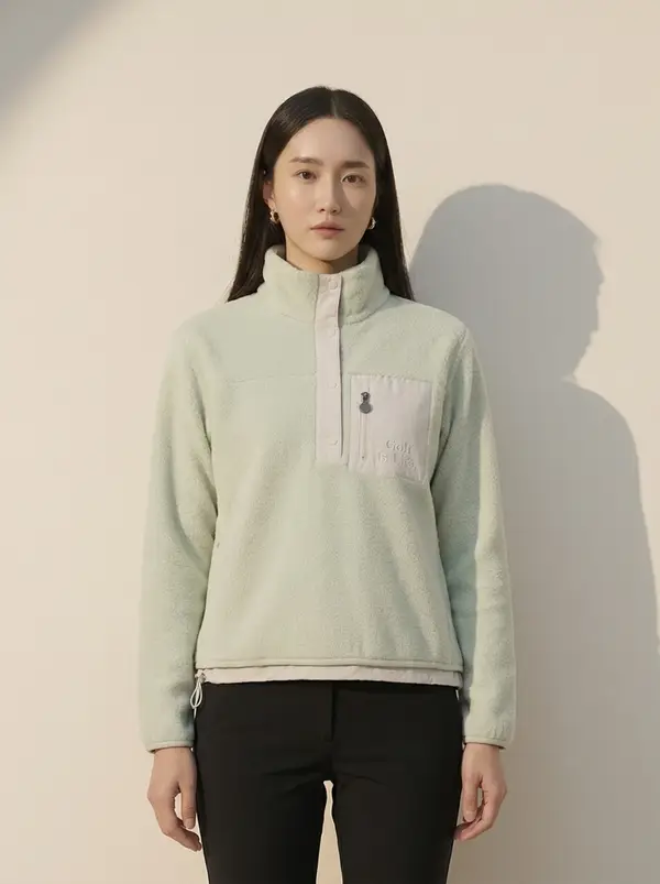 연카키 하프 스냅 버튼 플리스 점퍼