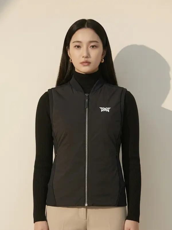 블랙 하이브리드 패딩 베스트