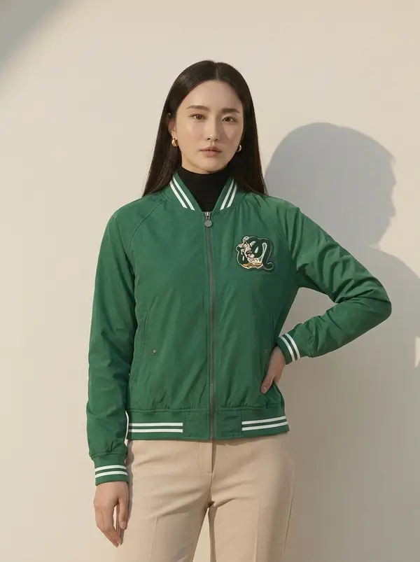 그린 스트라이프 립 스타디움 점퍼