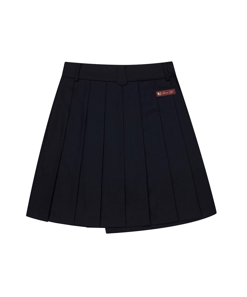 울 사이드 플리츠 큐롯(NAVY)