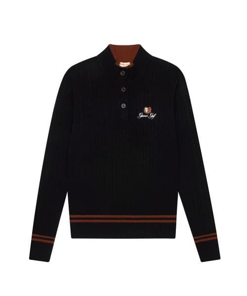 케이블 더블넥 풀오버 우먼(BLACK)