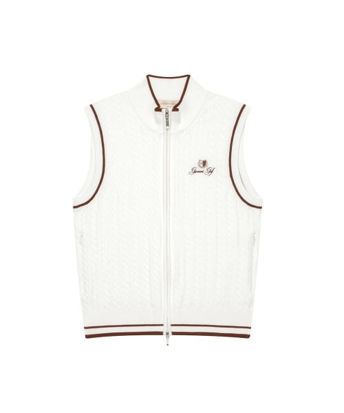 케이블 하이넥 풀오픈 베스트 우먼(WHITE)