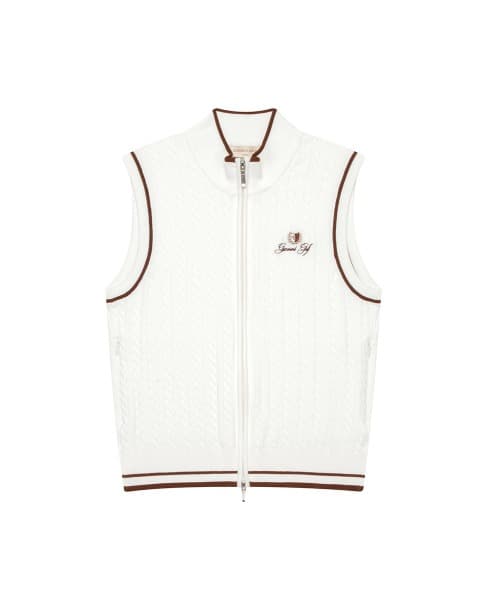 케이블 하이넥 풀오픈 베스트 우먼(WHITE)