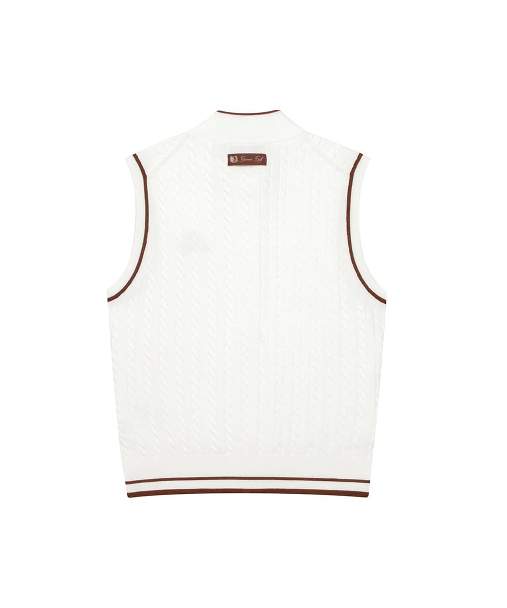 케이블 하이넥 풀오픈 베스트 우먼(WHITE)