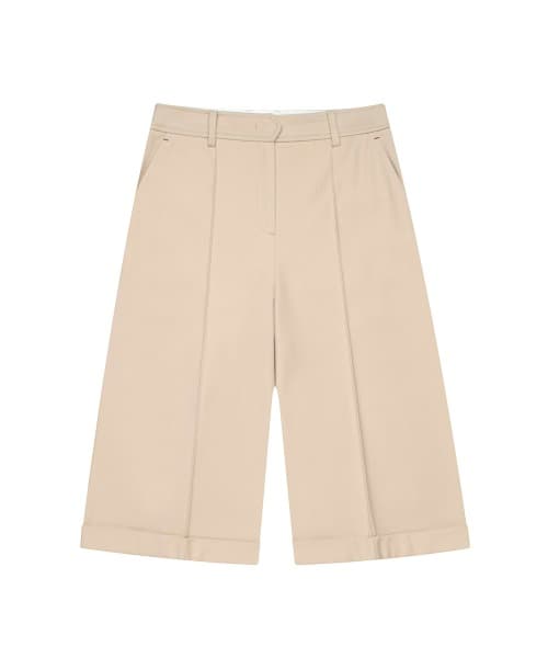 울 핀턱 버뮤다 팬츠(BEIGE)